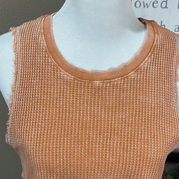 Fate Orange Sleeveless Knit Top with Side Ties TRN21 - Picture 3 of 6